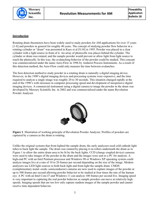 Additive Manufacturing Powder Flow Analysis Revolution Powder Flow Analyser Meritics Mercury Scientific